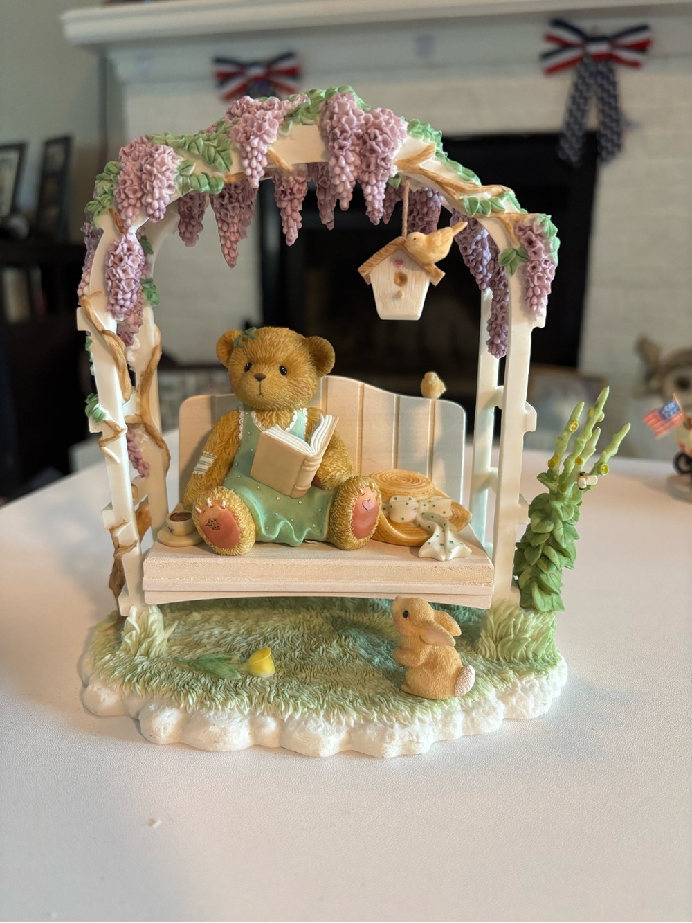 Cherished Teddies "GENEVIEVE" 2002 Membears Only Figurine Club Piece arbor swing